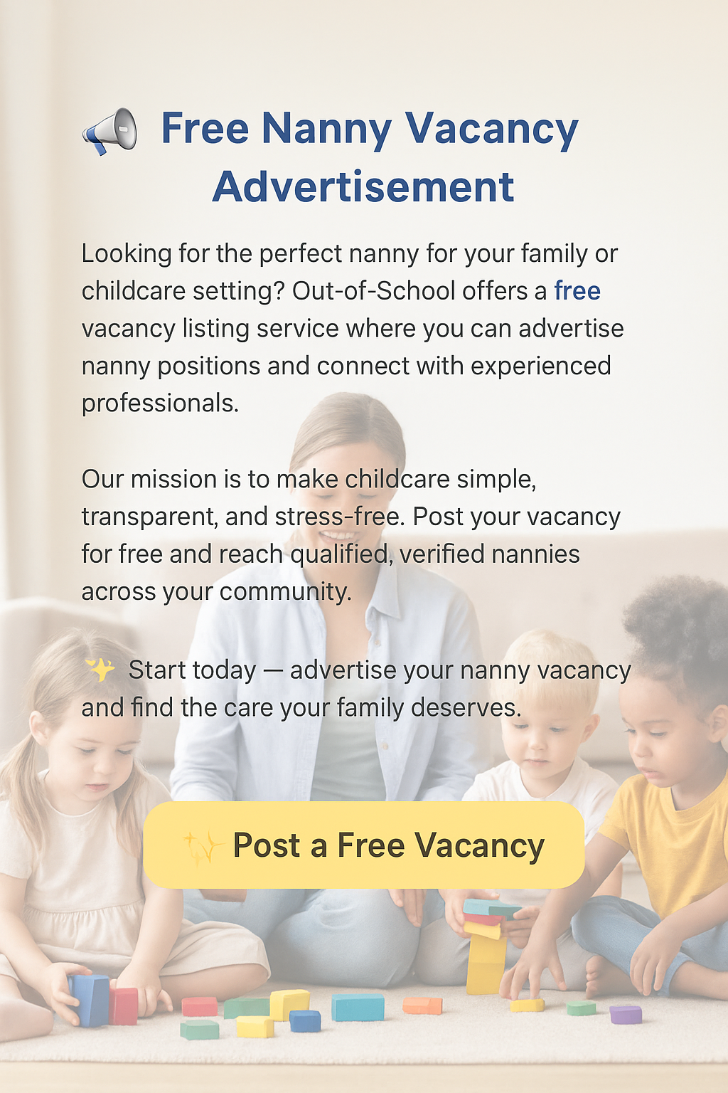 Advertise Nanny Vacancy